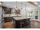 Open kitchen design with granite island and eat in breakfast nook at 766 Horizon Dr, Pittsboro, NC 27312