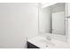 Clean bathroom featuring modern vanity with white countertop, and neutral walls at 7880 Flower Hill Rd, Middlesex, NC 27557