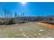 Spacious backyard with a wooden fence, beautiful surrounding trees, and a blue sky at 90 Rigsby Ave, Four Oaks, NC 27524