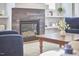 Close up of living room fireplace with white shelving and inviting decor at 1016 Addison Pl, Raleigh, NC 27610