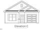 Elevation C shows a single-story house with an attached garage and a symmetrical front facade in a line drawing at 130 W Saltgrass Ln, Smithfield, NC 27577