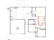 An architectural plan showing the layout of a home, including the garage, kitchen, bedrooms, and bathrooms at 158 Gobbler Dr, Smithfield, NC 27577