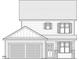 Front elevation drawing showing the home's exterior with a garage, covered porch and traditional architectural details at 183 W Saltgrass Ln, Smithfield, NC 27577
