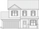 Elevation drawing of a two story home with a two car garage and decorative window shutters at 189 W Saltgrass Ln, Smithfield, NC 27577