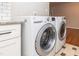 Modern laundry area featuring appliances and granite countertop at 3429 Dogwood Dr, Raleigh, NC 27604