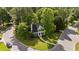 Aerial view of a green home with mature trees and green lawn at 3624 Singleleaf Ln, Raleigh, NC 27616