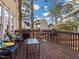 Deck featuring patio furniture, grill and string lights at 4617 Atterbury Ct, Raleigh, NC 27604