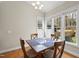 Bright dining area featuring a square wood table with seating for four and natural light at 500 Skygrove Dr, Holly Springs, NC 27540