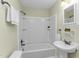 Bathroom with a tub and shower combination, and a nice sink with cabinet at 510 Short W St, Hillsborough, NC 27278