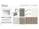 Guest bathroom design featuring a sink with gray cabinets, chrome fixtures, and neutral wall and floor tiles at 540 Jocund St # 17, Rolesville, NC 27571