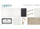 Sapphire plan kitchen featuring countertop, cabinet, handles, interior paint, sink, backsplash, faucet, and flooring at 564 Jocund St # 11, Rolesville, NC 27571