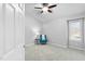Cozy bedroom with neutral colors, ceiling fan, and natural light at 809 Handel Ln, Apex, NC 27502