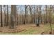 A backyard features mature trees, a storage shed, and ample space for outdoor activities at 1217 Hillingdon Way, Raleigh, NC 27614