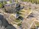 Aerial view of community park with gazebo, walking paths, landscaping and nearby apartment buildings at 300 Finsbury St # 313, Durham, NC 27703