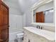 Charming bathroom featuring a decorative vanity and a tub with shower at 309 Shoreline Dr, Princeton, NC 27569