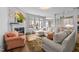Inviting living room featuring a fireplace, large windows, and comfortable seating at 3124 Elm Tree Ln, Raleigh, NC 27614
