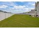 Expansive backyard showcasing a white fence, ample green space, and outdoor seating at 350 Arlie Ln, Lillington, NC 27546