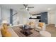 Comfortable living room with stylish decor and a partial view of the kitchen at 521 Eastway Ave # Apt B, Durham, NC 27703