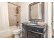 Bathroom featuring a decorative vanity, shower and a bathtub with tiled walls at 164 Arabella Ct, Cary, NC 27518