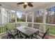 Relaxing screened porch with ceiling fan and serene backyard view at 306 Village Orchard Rd, Cary, NC 27519