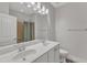 Bathroom with double sink vanity and shower with curtain at 413 Westfalen Dr, Cary, NC 27519