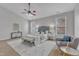 Bright and airy main bedroom showcases tray ceiling and carpet floors at 413 Westfalen Dr, Cary, NC 27519
