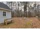 The backyard features mature trees, leaves, and a small planter at 48 Margaret Pl, Chapel Hill, NC 27516