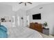 Bright main bedroom has a modern dresser and TV, offering a relaxing retreat at 507 Town Crier Ct, Hillsborough, NC 27278
