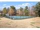 Well-maintained tennis court with black fencing and ample lighting at 5321 Cog Hill Ct, Raleigh, NC 27604