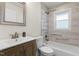 Renovated bathroom features modern tile work, updated fixtures, and a bathtub at 1006 Linwood Ave, Durham, NC 27701