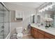 Bathroom with vanity and glass shower enclosure at 105 Sunstone Dr, Cary, NC 27519