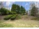 Well-maintained backyard landscaping featuring lush greenery and mature trees at 122 Banyon Tree Ln, Cary, NC 27513