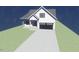 New construction showing a modern home design, gray roof and 2-car garage at 148 Mohawk Dr, Louisburg, NC 27549