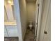 Bathroom area featuring a toilet and vanity in a clean, modern design at 192 Bruce Dr, Dunn, NC 28334