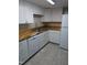 Well-lit kitchen with white cabinets, wooden countertops, stainless steel sink and modern appliances at 500 Umstead Dr # 105D, Chapel Hill, NC 27516