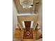 Aerial view of the foyer with hardwood floors and a decorative inlay at 1025 Shellrock Dr Dr, Wake Forest, NC 27587