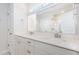 Bright bathroom with double vanity, a large mirror, and an enclosed shower at 234 Palmetto Tree Way, Knightdale, NC 27545