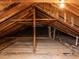 Unfinished attic space with exposed wood beams and floorboards at 241 Beachers Brook Ln, Cary, NC 27511
