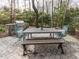 Outdoor seating area with patio, a picnic table with chairs and a built-in grill at 3359 Hampton Rd, Raleigh, NC 27607
