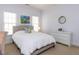 Cozy bedroom featuring a comfortable bed, white dresser, and natural light from two windows at 3359 Hampton Rd, Raleigh, NC 27607