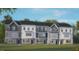 New construction townhome featuring gray siding and trim work at 607 Dorset Stream Dr, Fuquay Varina, NC 27526
