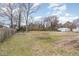 Expansive backyard with fencing, trees, and ample space for recreation or gardening at 628 East Ave, Henderson, NC 27536