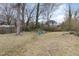 Spacious backyard with a fenced perimeter, mature trees, and a tranquil setting at 628 East Ave, Henderson, NC 27536