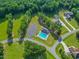 Aerial view of neighborhood pool and playground at 93 Shoreline Dr, Princeton, NC 27569