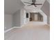 Attic bonus room with neutral carpet, fan, dormer window and recessed lighting at 93 Shoreline Dr, Princeton, NC 27569