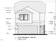 Detailed front elevation shows a two-story home with a garage, shutters, and shingle details at 110 W Kitchin St, Burlington, NC 27215