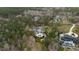 Stunning aerial view of a sprawling estate with a pool, manicured lawns, and lush landscaping, showcasing privacy and luxury at 266 Perfect Moment Dr, Durham, NC 27713