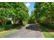 Long paved driveway leading to beautiful home, lined by manicured lawns and trees at 266 Perfect Moment Dr, Durham, NC 27713