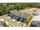 Aerial view of new townhome construction neighborhood with completed homes at 716 Jamescroft Way # 28, Rolesville, NC 27571