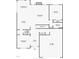 First floor plan featuring a Gathering room with fireplace, kitchen, dining room, garage, and one bedroom at 1530 Armscroft Ln, Apex, NC 27502